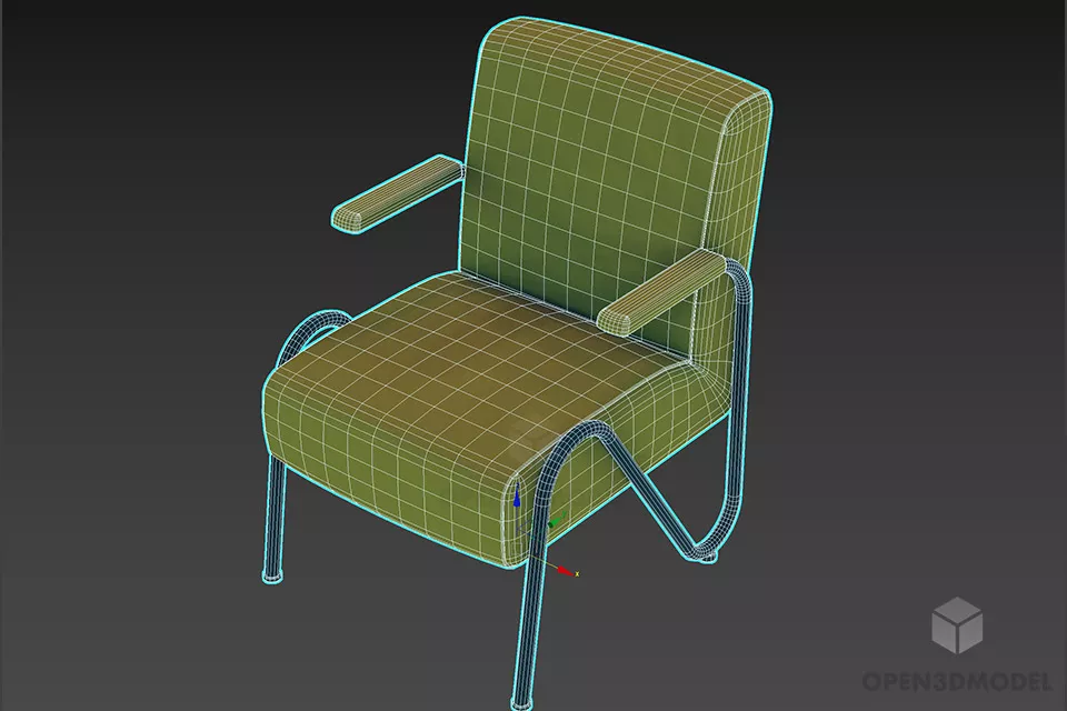 Modernism Armchair With Tube Frame 3d model 2