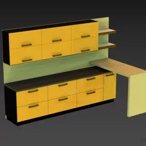 Kitchen Cabinet With Small Bar 3d model