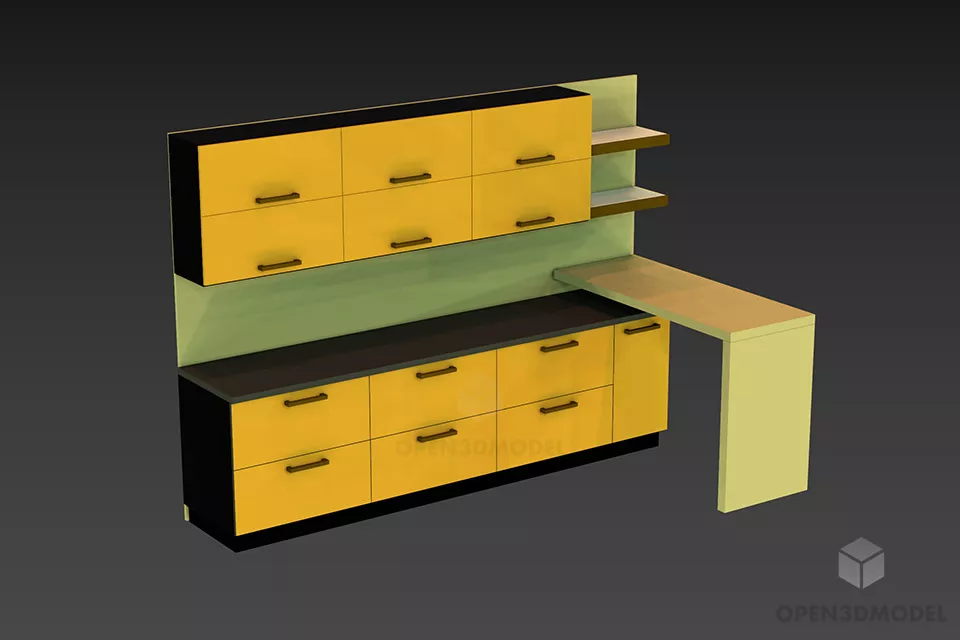 Kitchen Cabinet U Shape 3d model