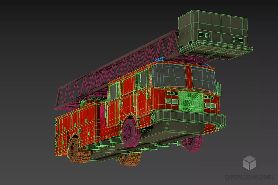 Usa Firetruck Vehicle 3d model 2