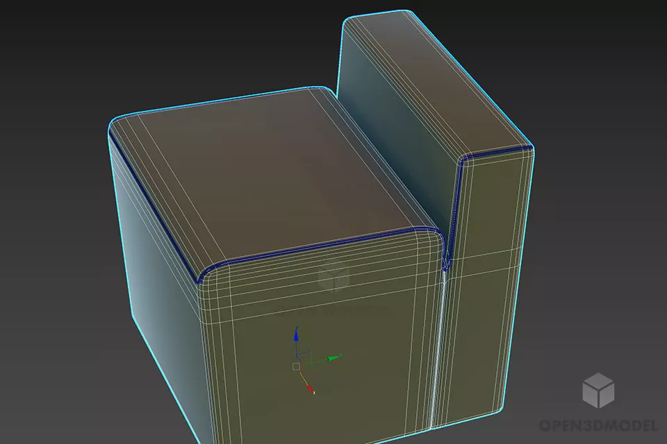 Thick Upholstery Seat 3d model 2