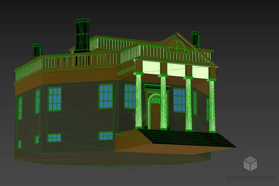 Antique House Greek Style 3d model 2
