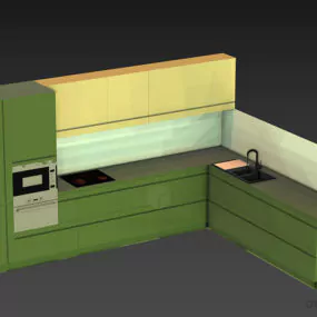 Kitchen Cabinet Purple Color 3d model