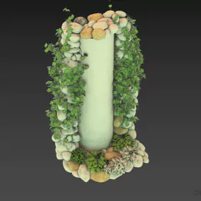 Fountain With Ivy Plant Decorative 3d model