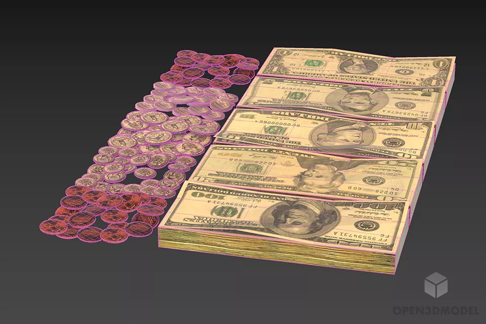 Us Dollar Money Stack 3d model 2