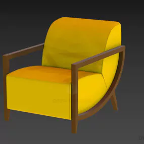 Thick Upholstery Armchair Wood Frame 3d model