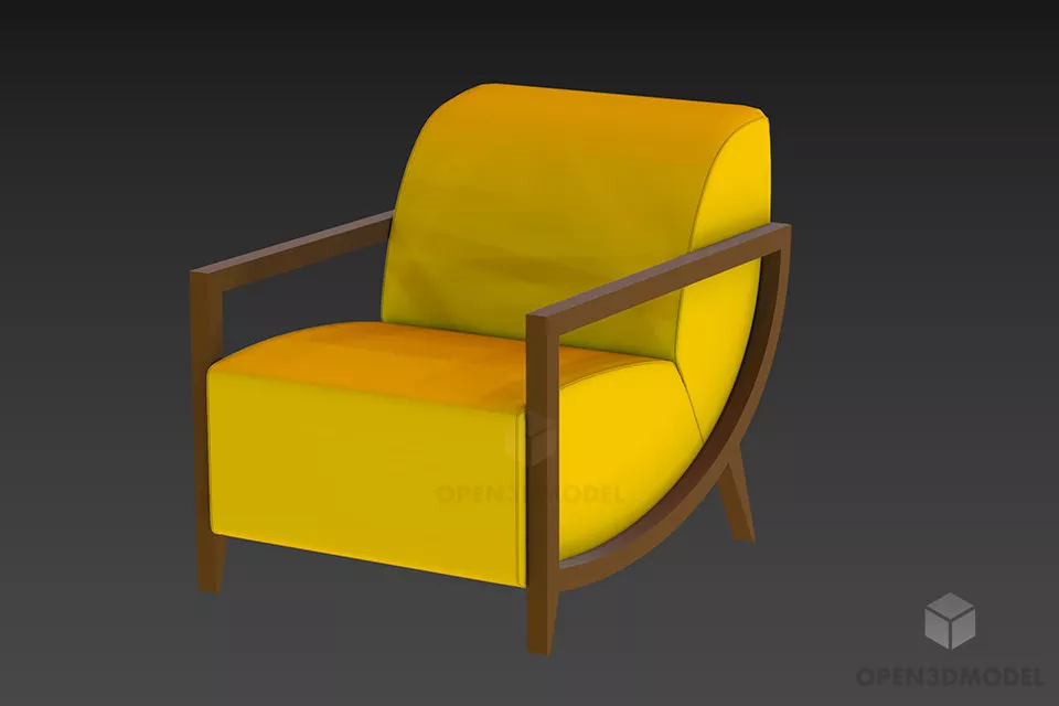 Armchair With Fixed Steel Leg 3d model