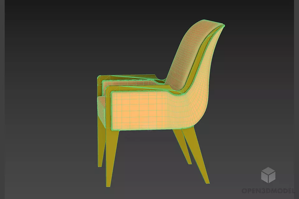 Elegant Upholstery Armchair 3d model 2
