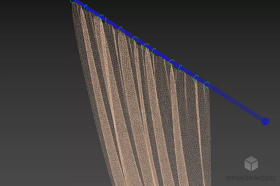 Antique Curtain Collapsed 3d model 2