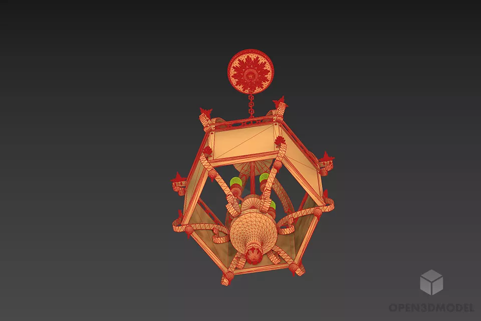 Antique Brass Lantern Lamp 3d model 2