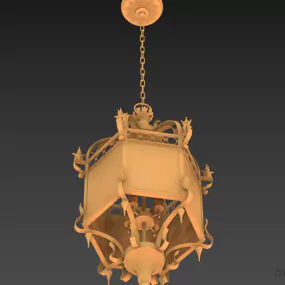 Antique Brass Lantern Lamp 3d model