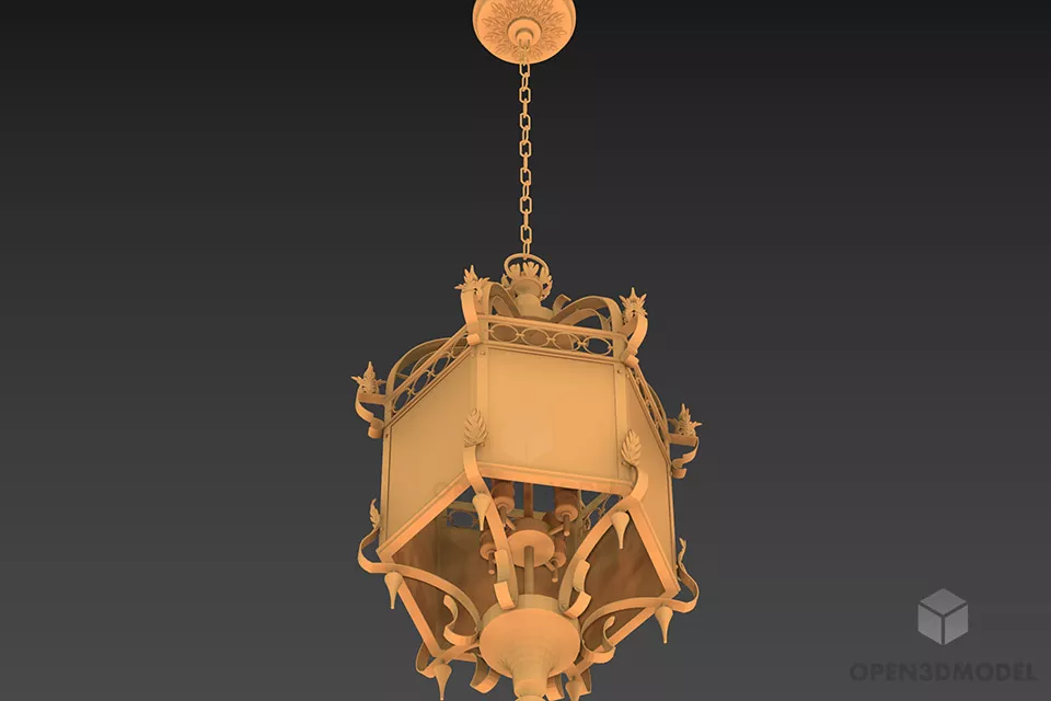 Pendant Lamp Cubic Square Glass Shade 3d model