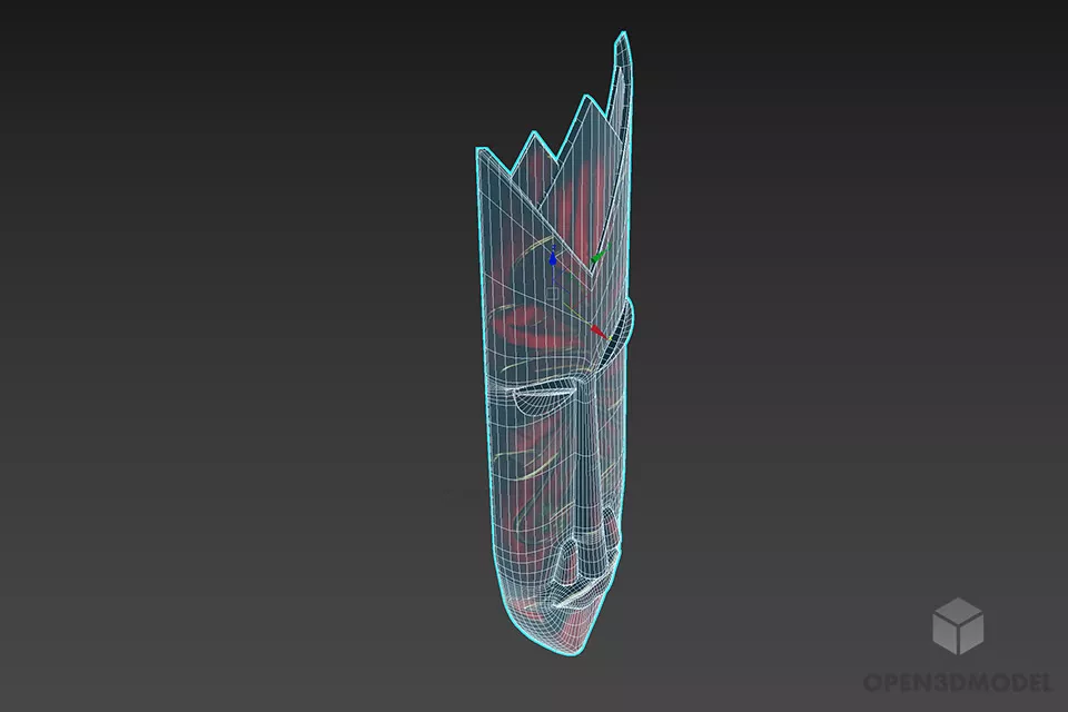 Traditional African Decor Mask 3d model 2
