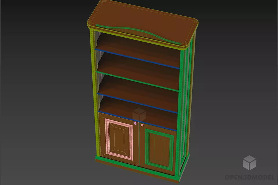 Walnut Bookcase 3d model 2