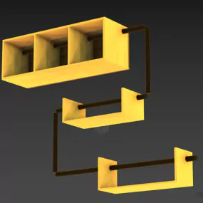 Horizontal Wooden Shelf 3d model