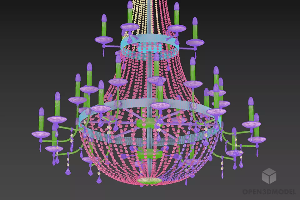 Crystal Chandelier Antique Ceiling Lamp 3d model 2
