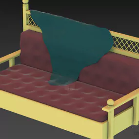 Wooden Sofa Upholstery With Leather Plate 3d model