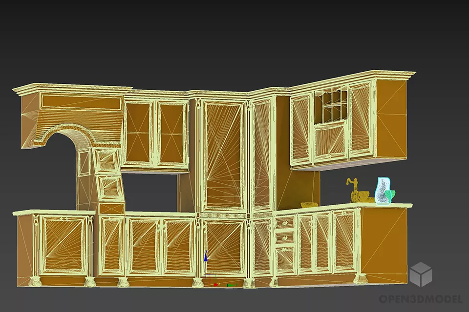 Kitchen Cabinet Antique Style 3d model 2