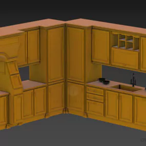Kitchen Cabinet Antique Style 3d model