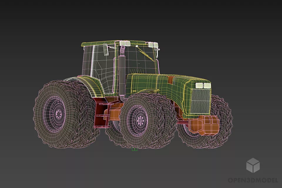 Old Tractor Machine 3d model 2