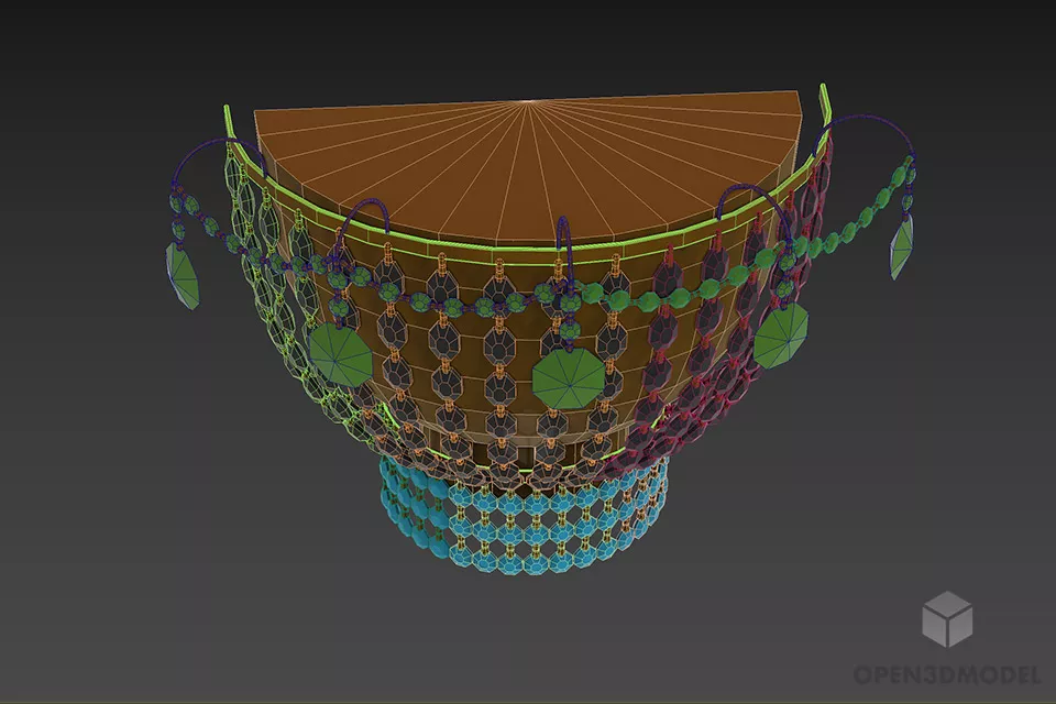 Crystal Sconce Lamp Curved Shade 3d model 2