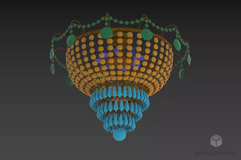 Crystal Square Shade Table Lamp 3d model