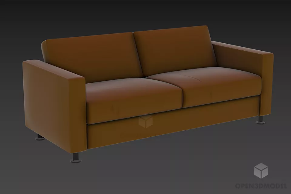 Corner Long Sofa With Red Upholstered 3d model