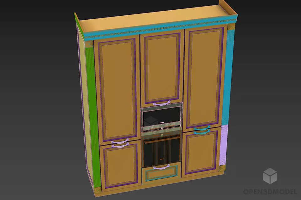 Kitchen Wood Rack With Dual Oven 3d model 2