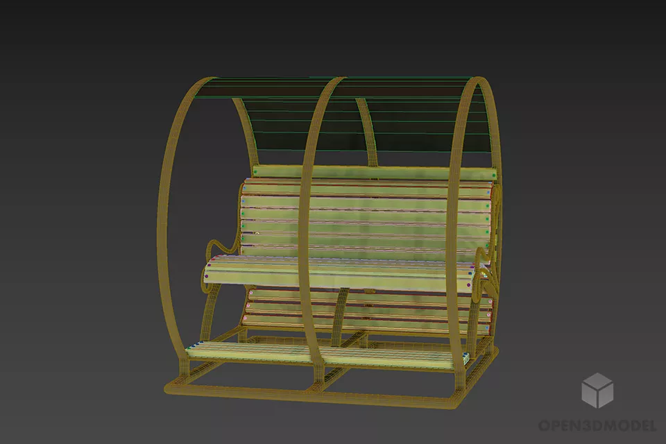 Round Bench Antique Style 3d model 2