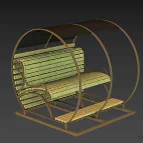 Round Bench Antique Style 3d model