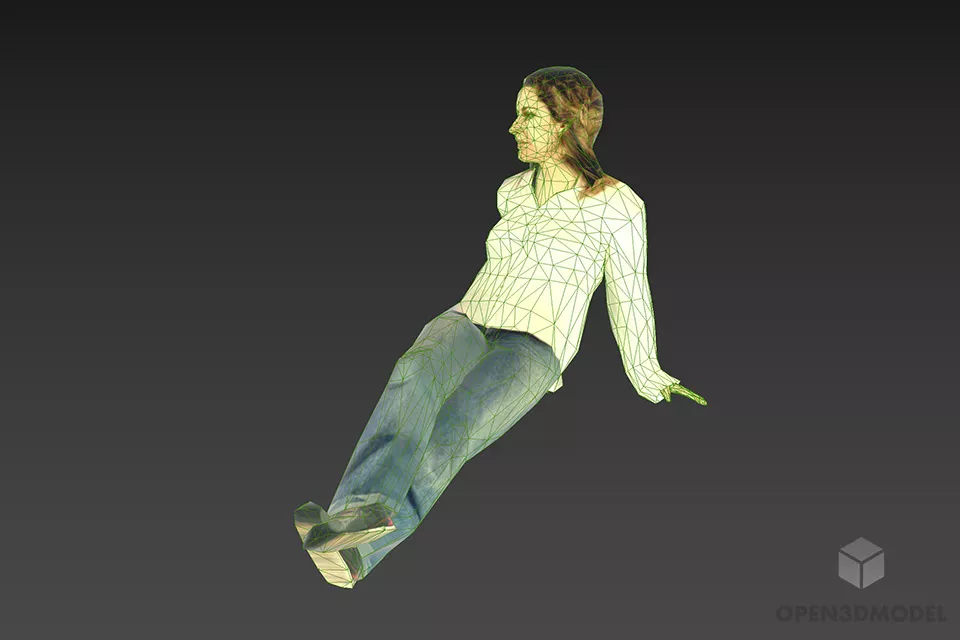 Woman Relax Sitting Pose 3d model 2