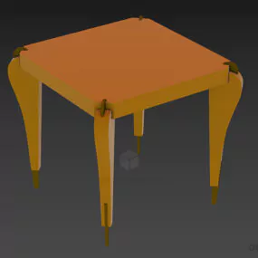 Antique Wood Square Table 3d model