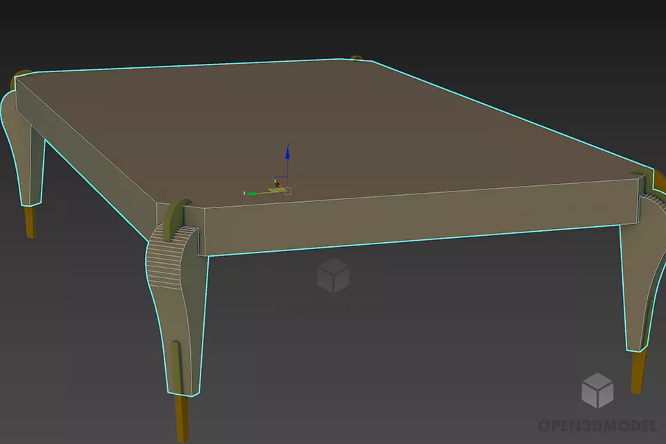 Walnut Dining Table With Stylist Leg 3d model 2