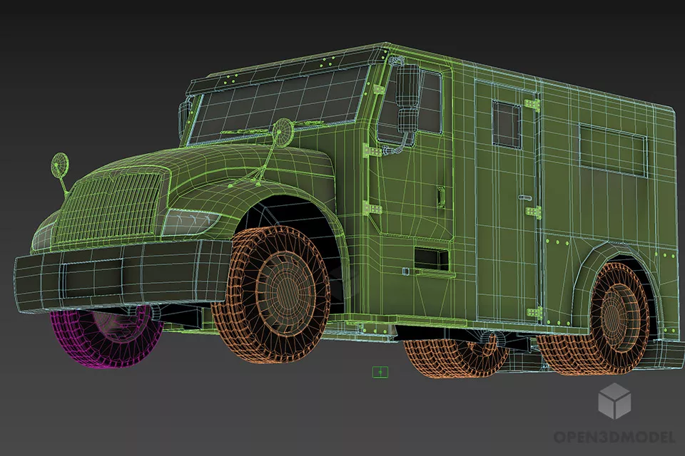 Vintage Cargo Money Truck 3d model 2