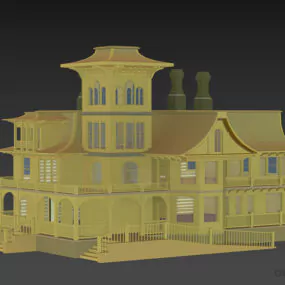 Antique Brick House, European House 3d model
