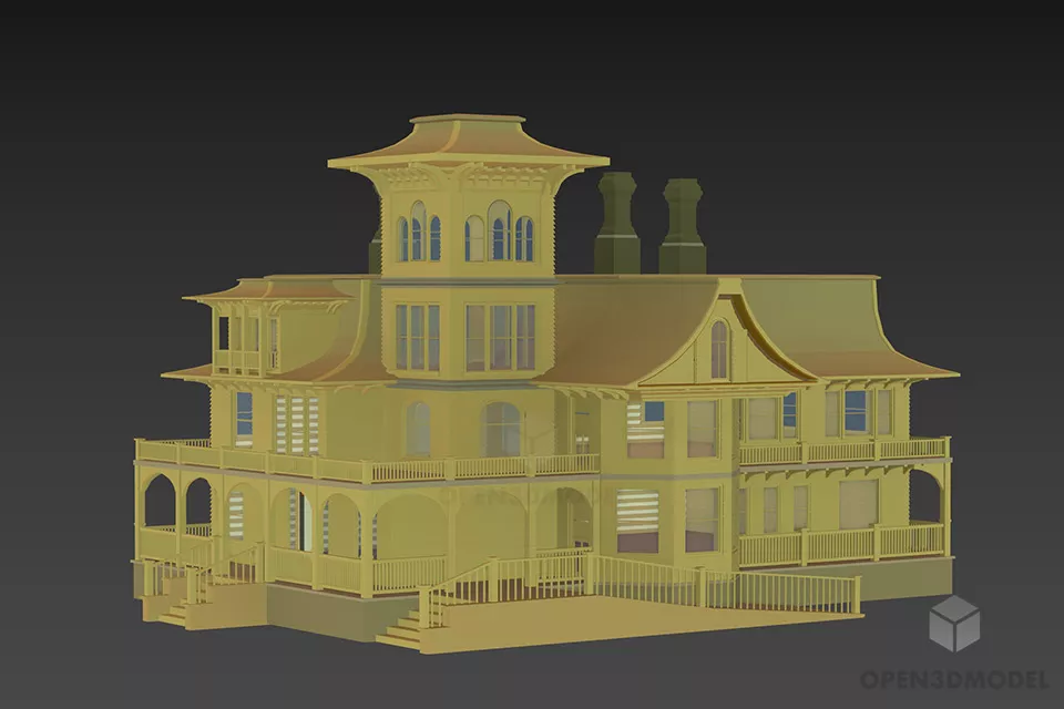 Roof House Wood Frame 3d model