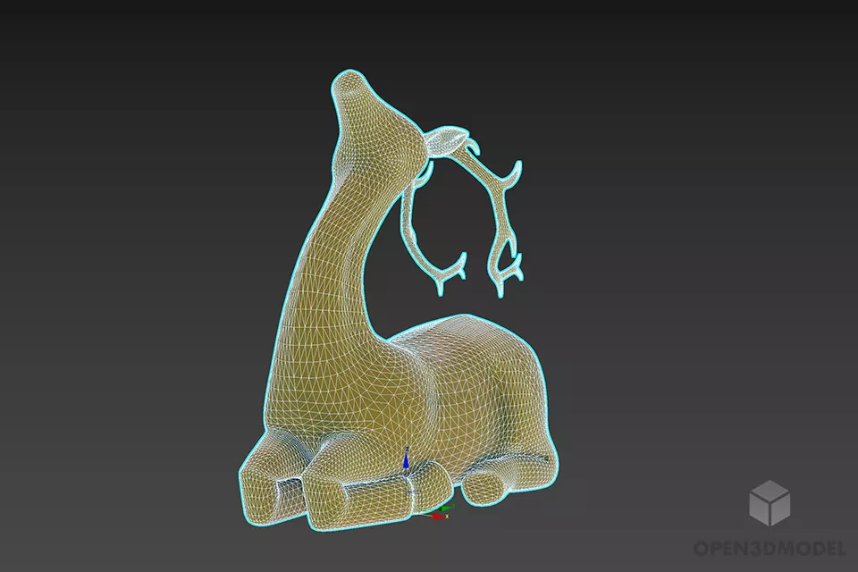Figurine Deer With Horn 3d model 2