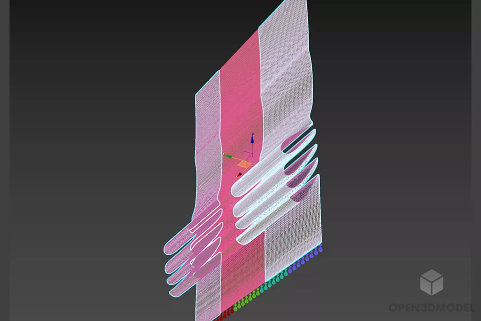 Roll Curtain, Textile Curtain 3d model 2
