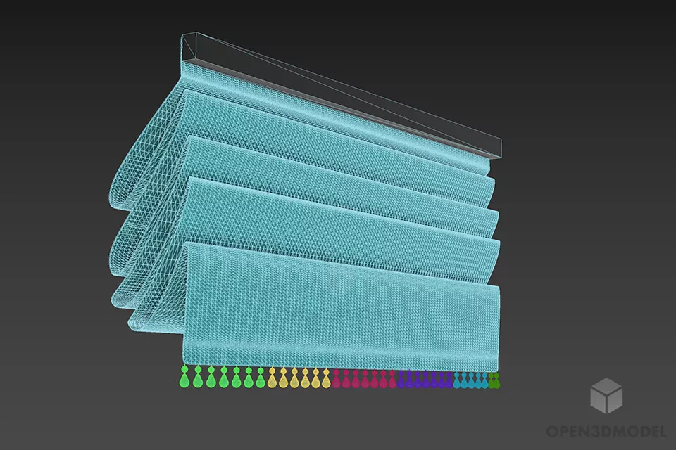 Collapsed Roll Curtain 3d model 2