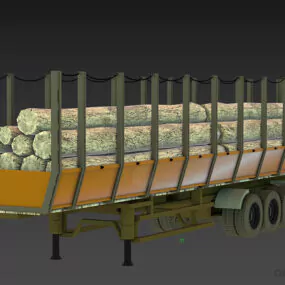 Wooden Cargo Trailer Vehicle 3d model