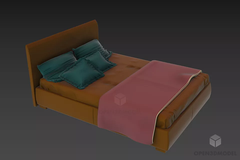 Bed Novam With Back Wall And Stand 3d model