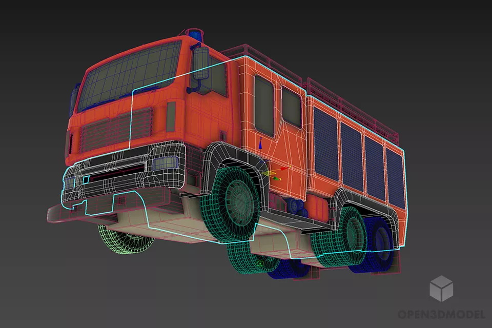 Europe Firetruck Vehicle 3d model 2