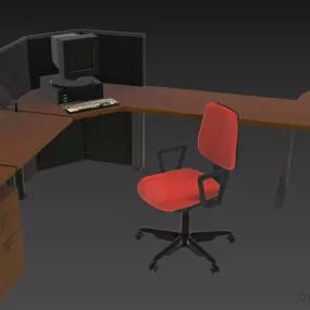 Office Table L Shape With Divider, Office Furniture 3d model