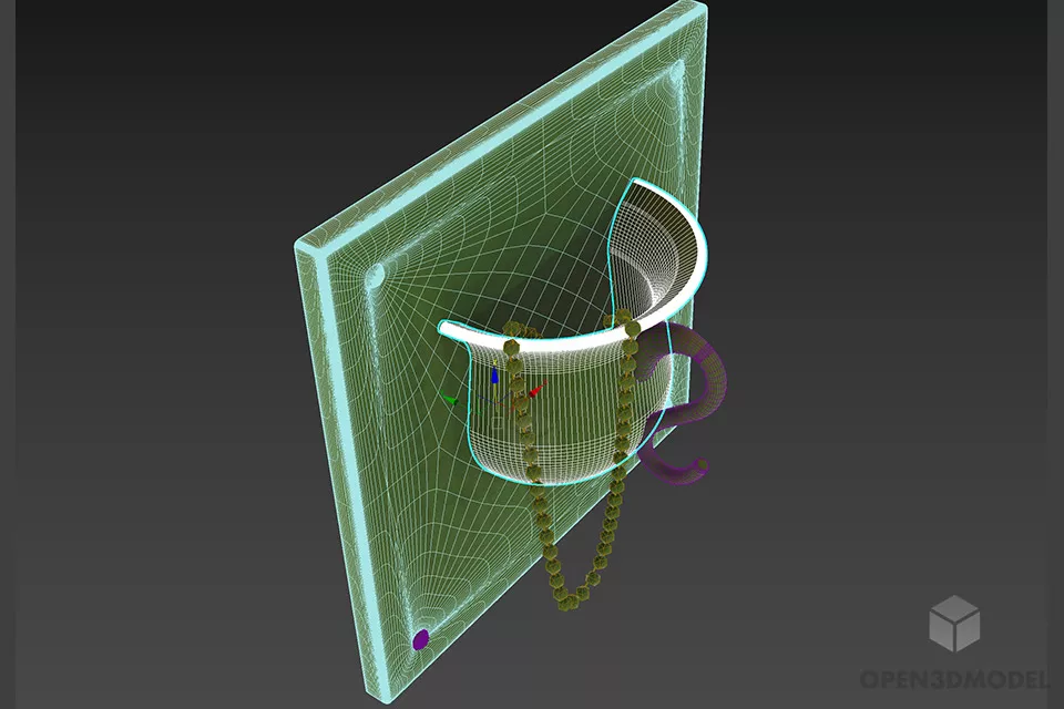 Vase Cup Shape Decoration, Wal Mounted 3d model 2