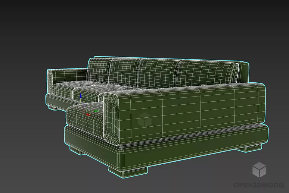Modern Leather Sofa, Sectional Sofa 3d model 2