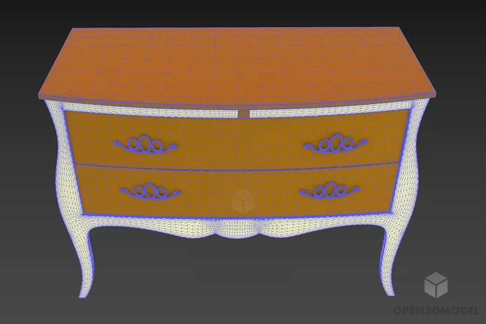 Antique Locker Cantoria, Curved Locker 3d model 2
