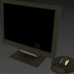 Square Lcd Monitor With Pc Mouse 3d model