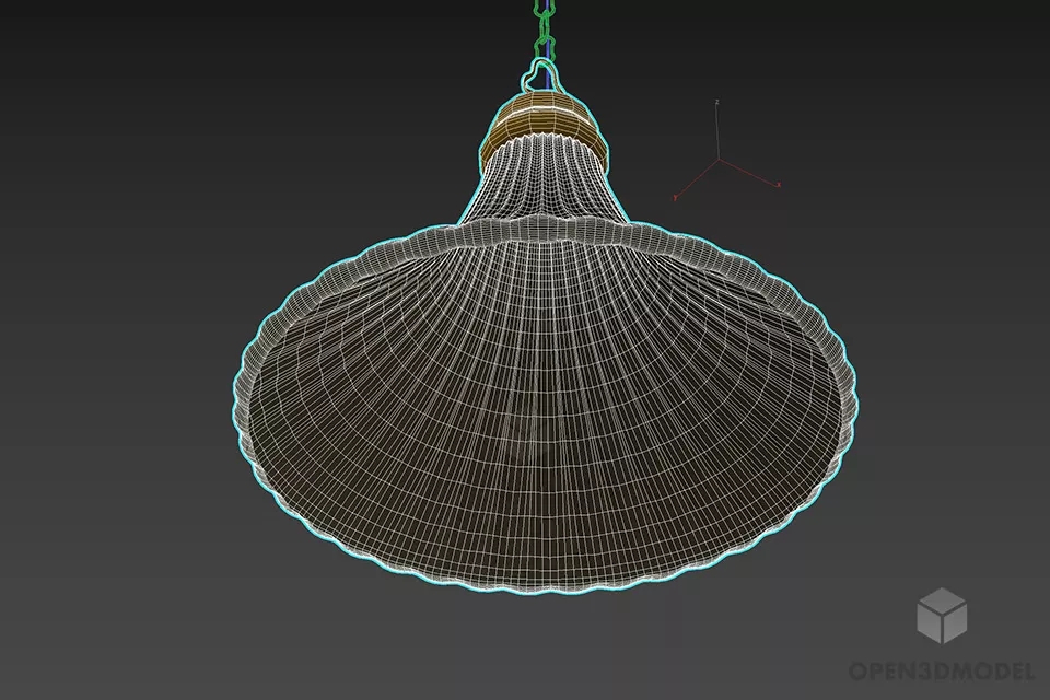 Pendant Lamp Grey Glass Shell Shape 3d model 2