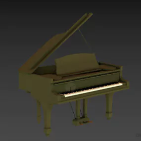 Grand Piano Black Wood 3d model