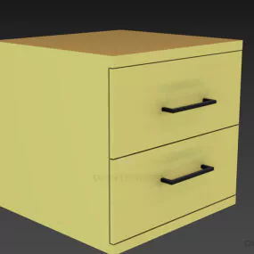 Ash Bedside Table With Two Drawers 3d model